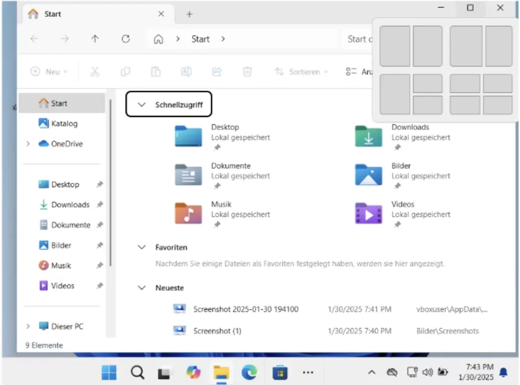 Windows 11 führt Snap-Layouts ein – eine erweiterte Version von Snap Assist. Diese Funktion bietet noch mehr Flexibilität, um Fenster auf dem Bildschirm anzuordnen, insbesondere wenn Sie mit einem großen Display oder mehreren Anwendungen arbeiten.
