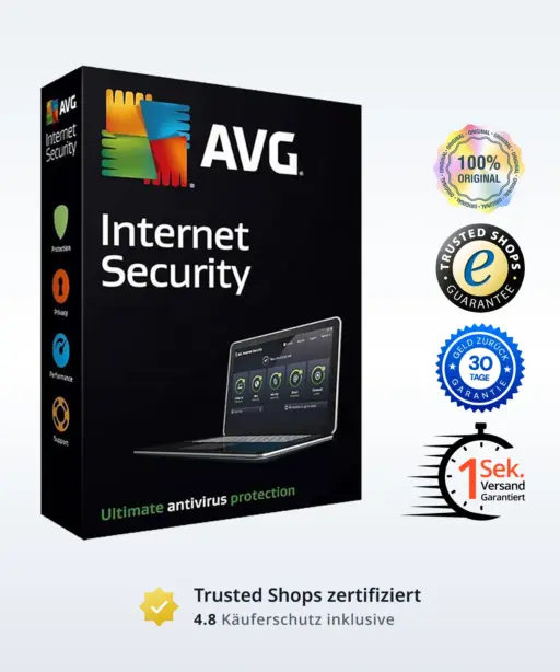 AVG Internet Security Box mit 100% Original-Siegel, Trusted Shops Garantie und 30-Tage-Geld-zurück-Garantie