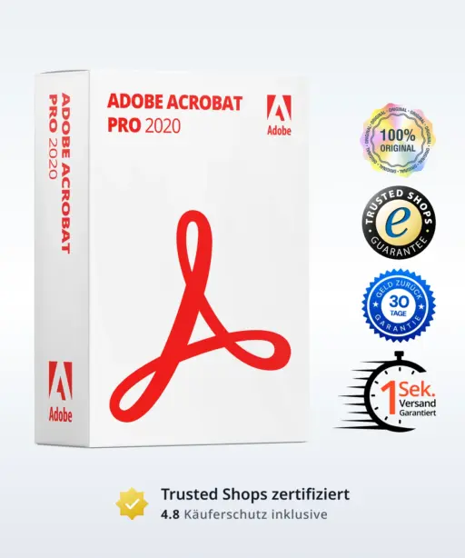 Adobe Acrobat Pro 2020 Lizenz mit Vertrauenssiegeln