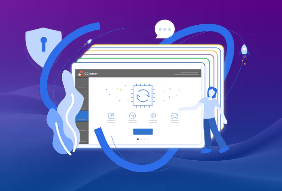 Laptop mit CCleaner-Fenster – Ein-Klick-Bereinigung und Tools