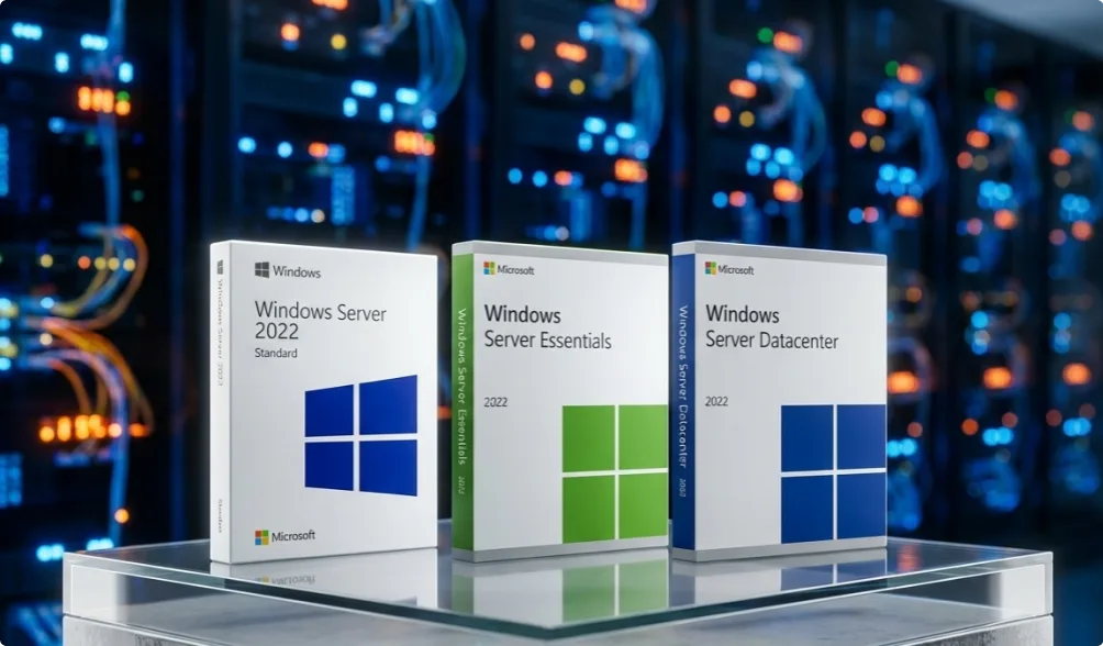 Microsoft® Windows Server® 2022 Produktboxen im Rechenzentrum