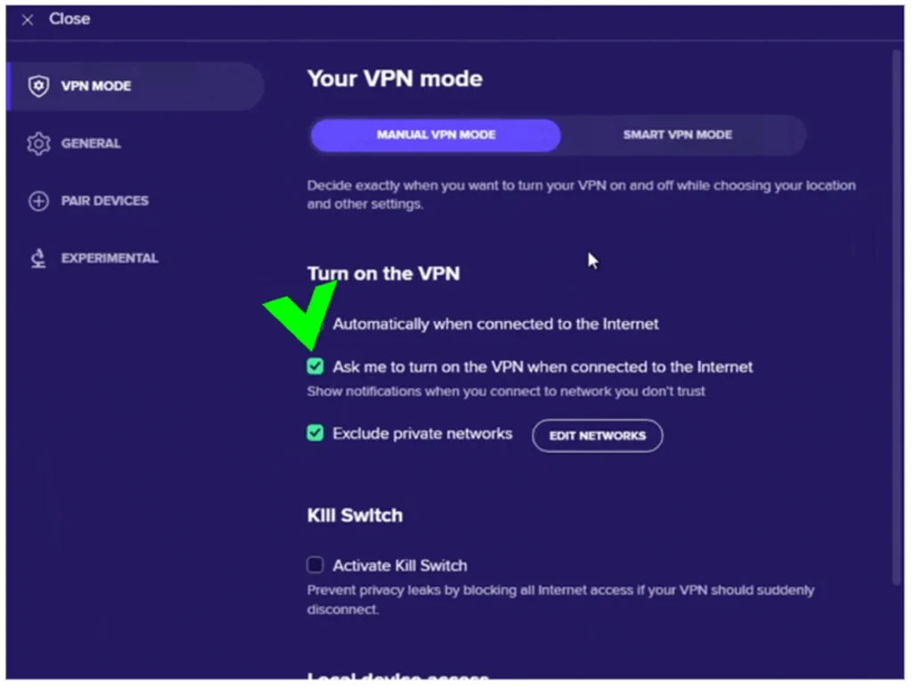 VPN-instellingen op een computer scherm