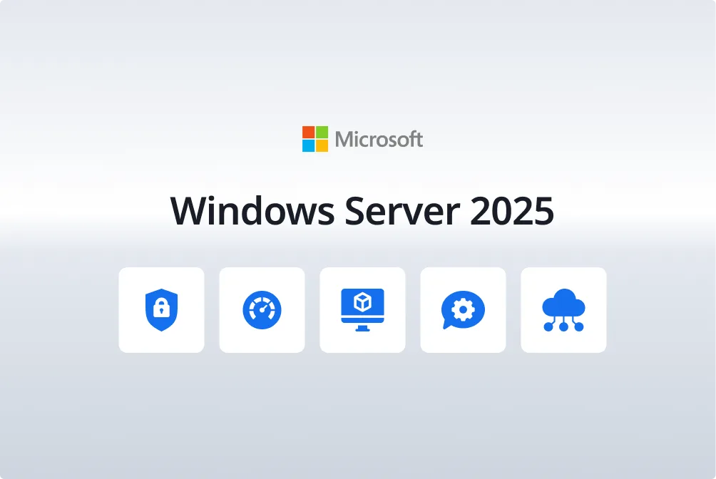 Key-Visual: Microsoft® Windows® Server 2025 – Titelgrafik mit Symbolen