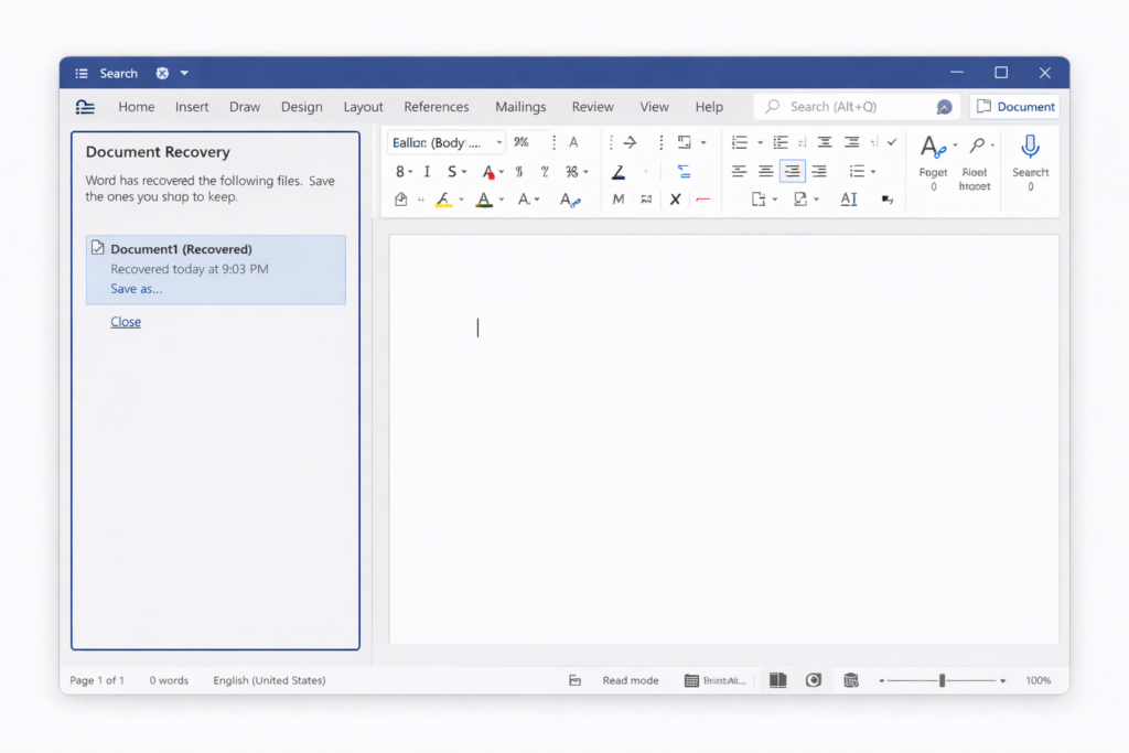 Recover an unsaved Word file – Document recovery in Microsoft Word